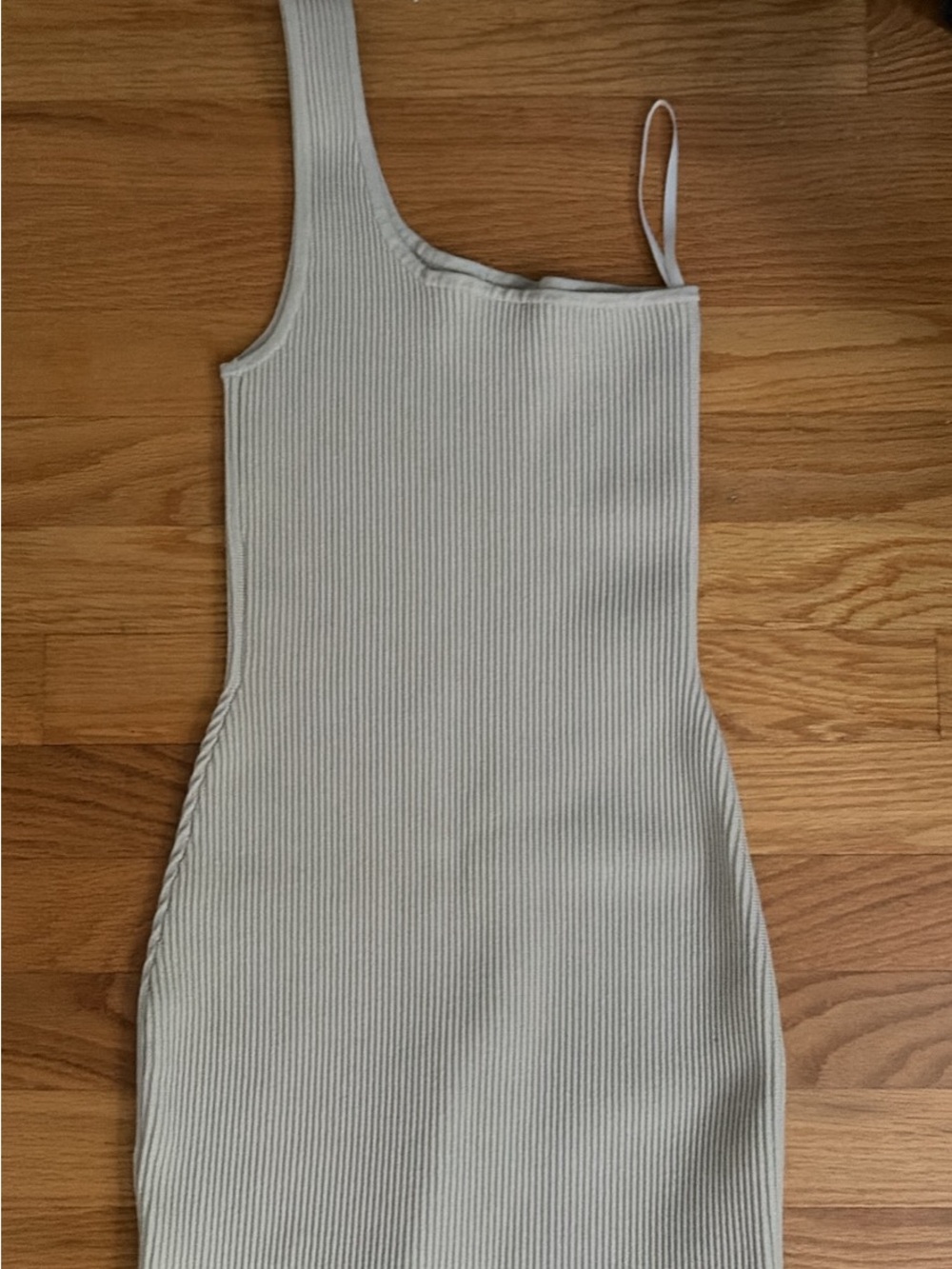 Babaton One-Shoulder Ribbed Bodycon Dress in Cream